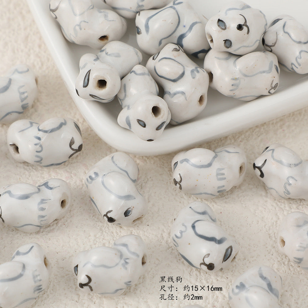cute animal ceramic beads