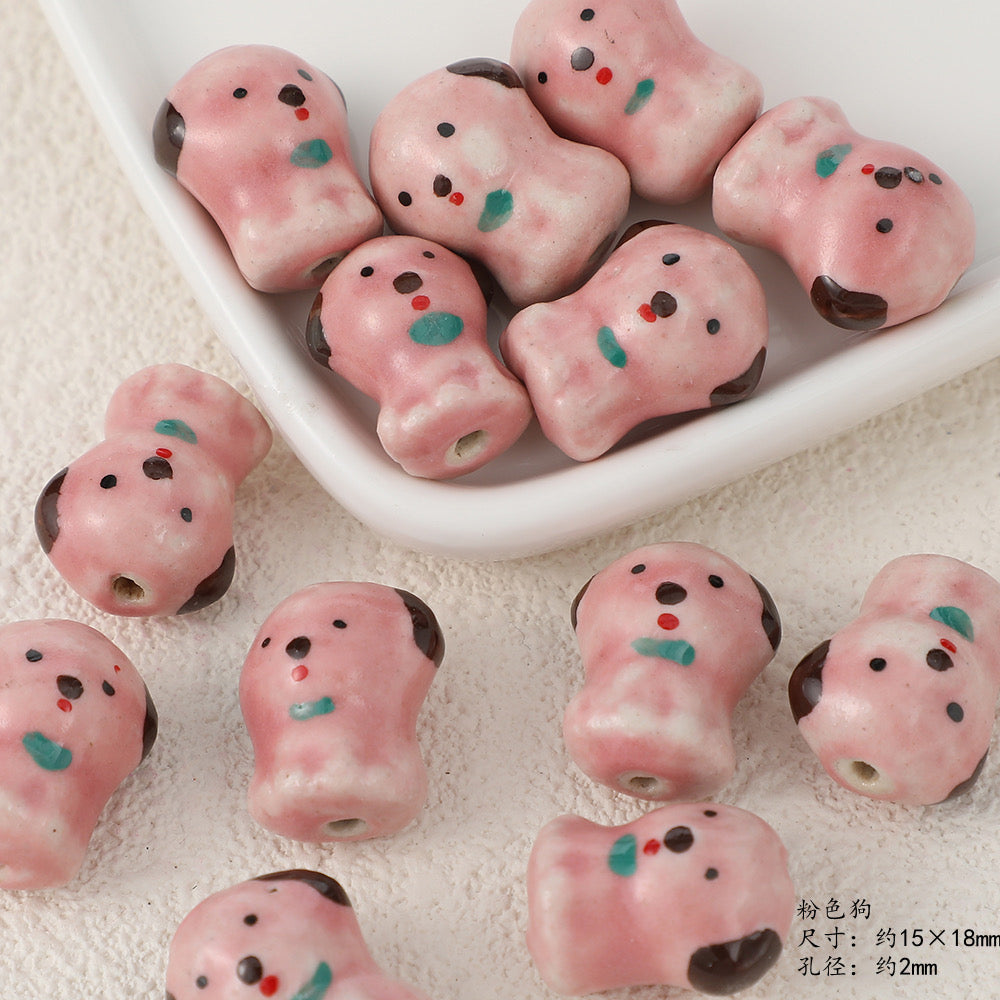 cute animal ceramic beads