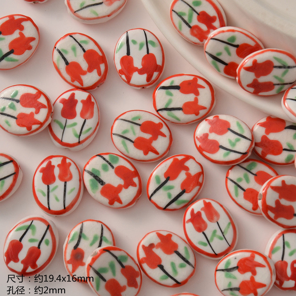 santa & apple ceramic beads