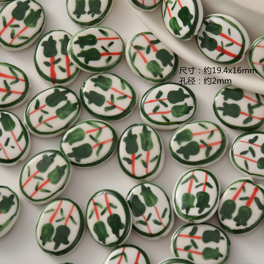 santa & apple ceramic beads