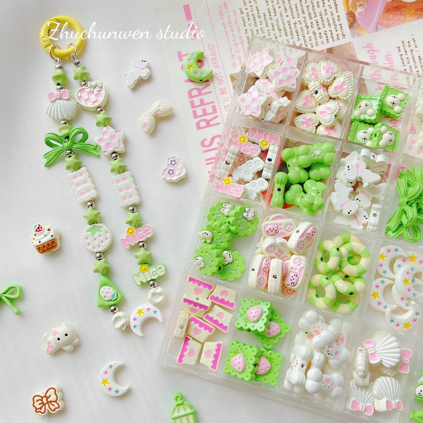 🎀 DIY Pastel Pink & Mint Alloy Charms Collection 🍓