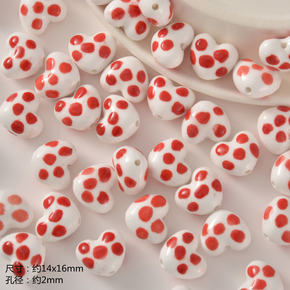 santa & apple ceramic beads