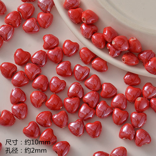santa & apple ceramic beads