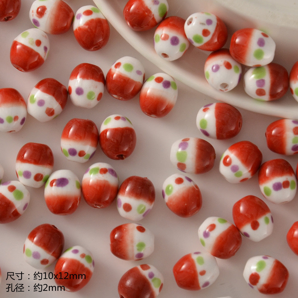 santa & apple ceramic beads