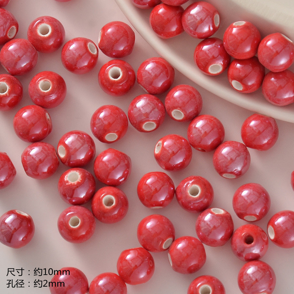 santa & apple ceramic beads