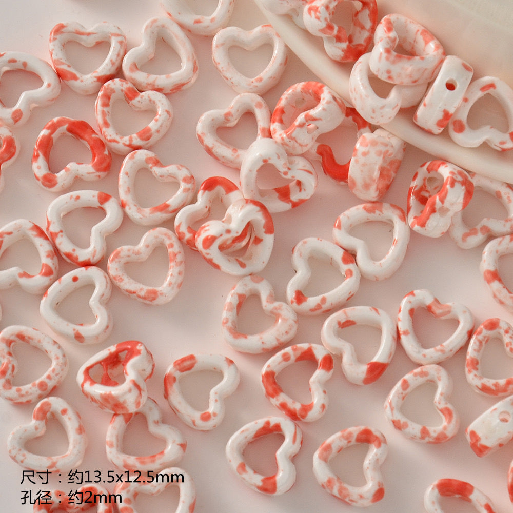 santa & apple ceramic beads