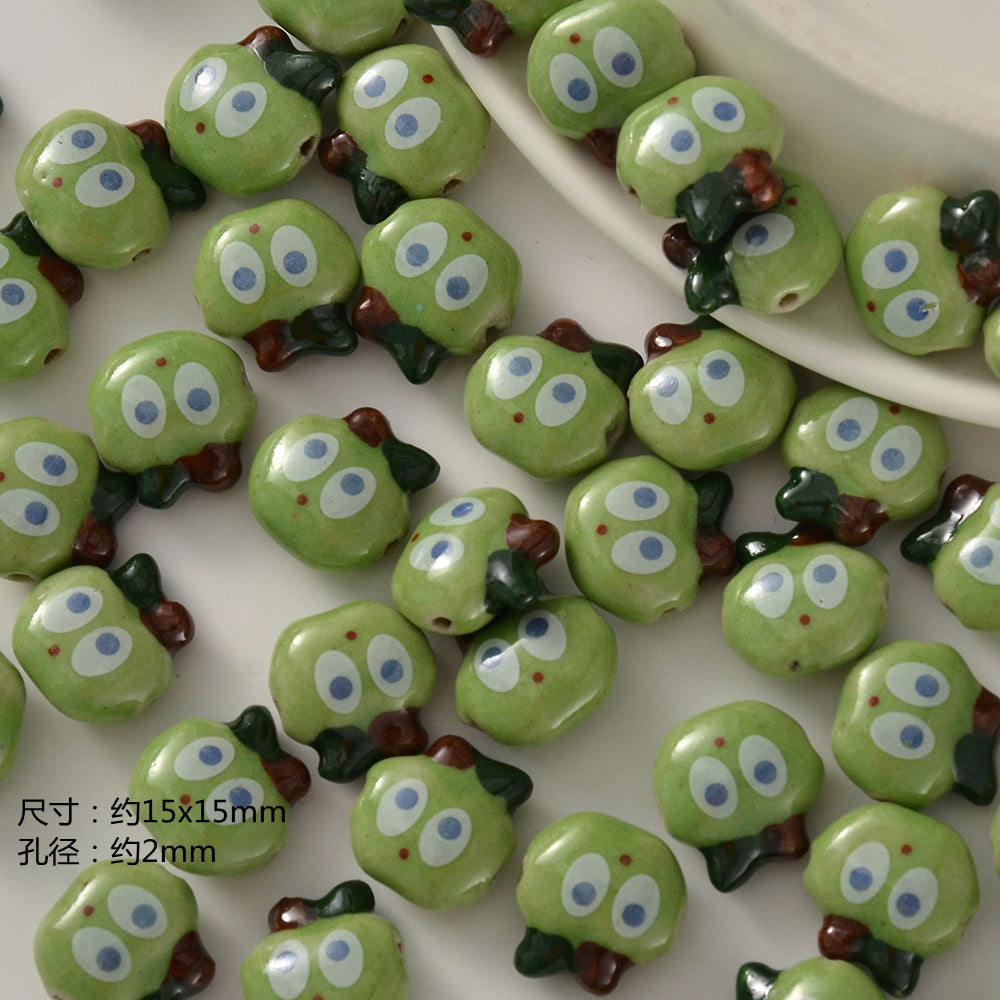santa & apple ceramic beads