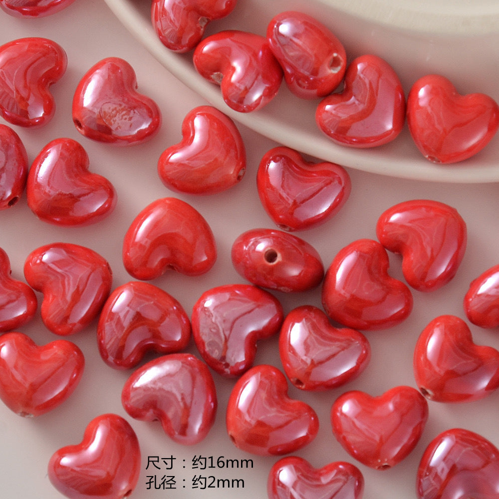 santa & apple ceramic beads