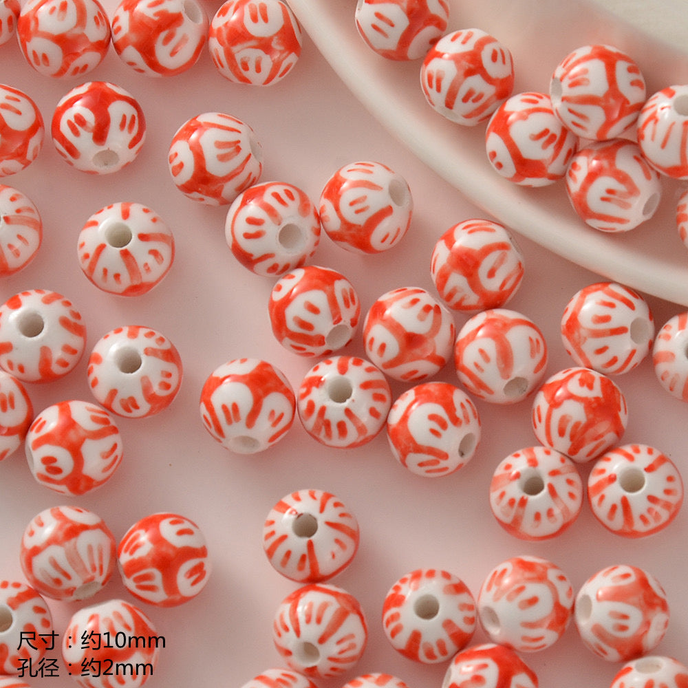 santa & apple ceramic beads