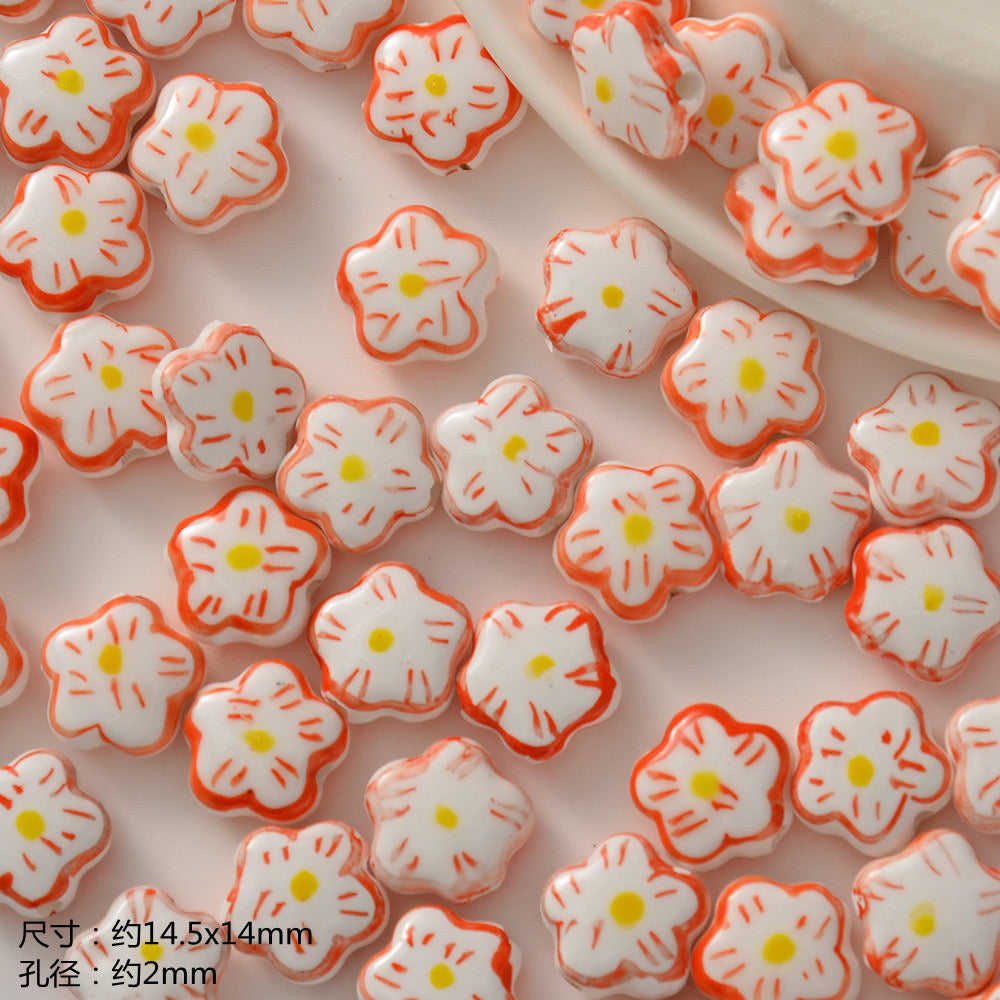 santa & apple ceramic beads