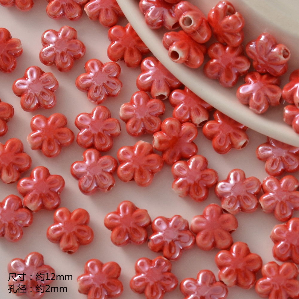 santa & apple ceramic beads